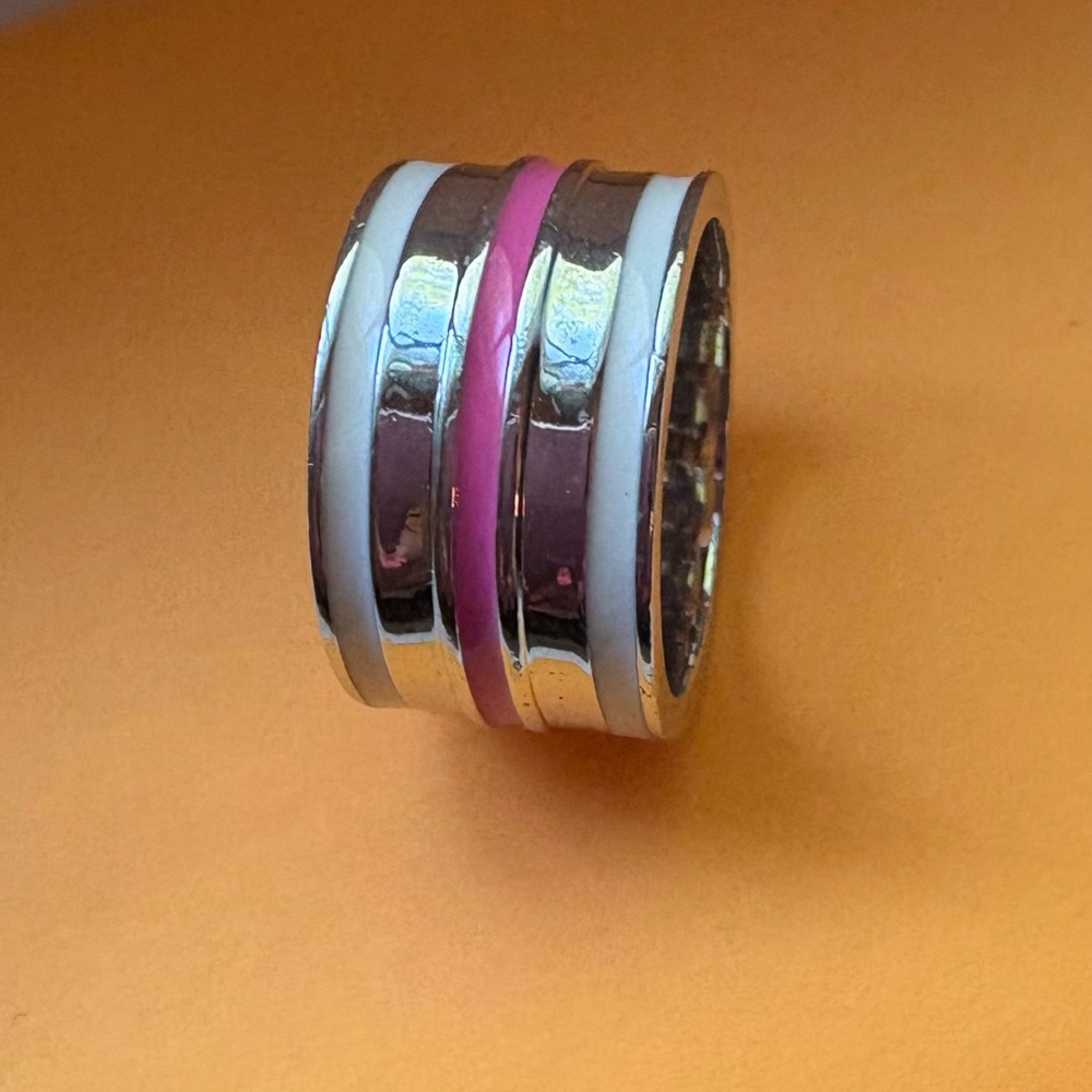 Lia Sophia Silver and Pink barrel style ring SHIPS FREE